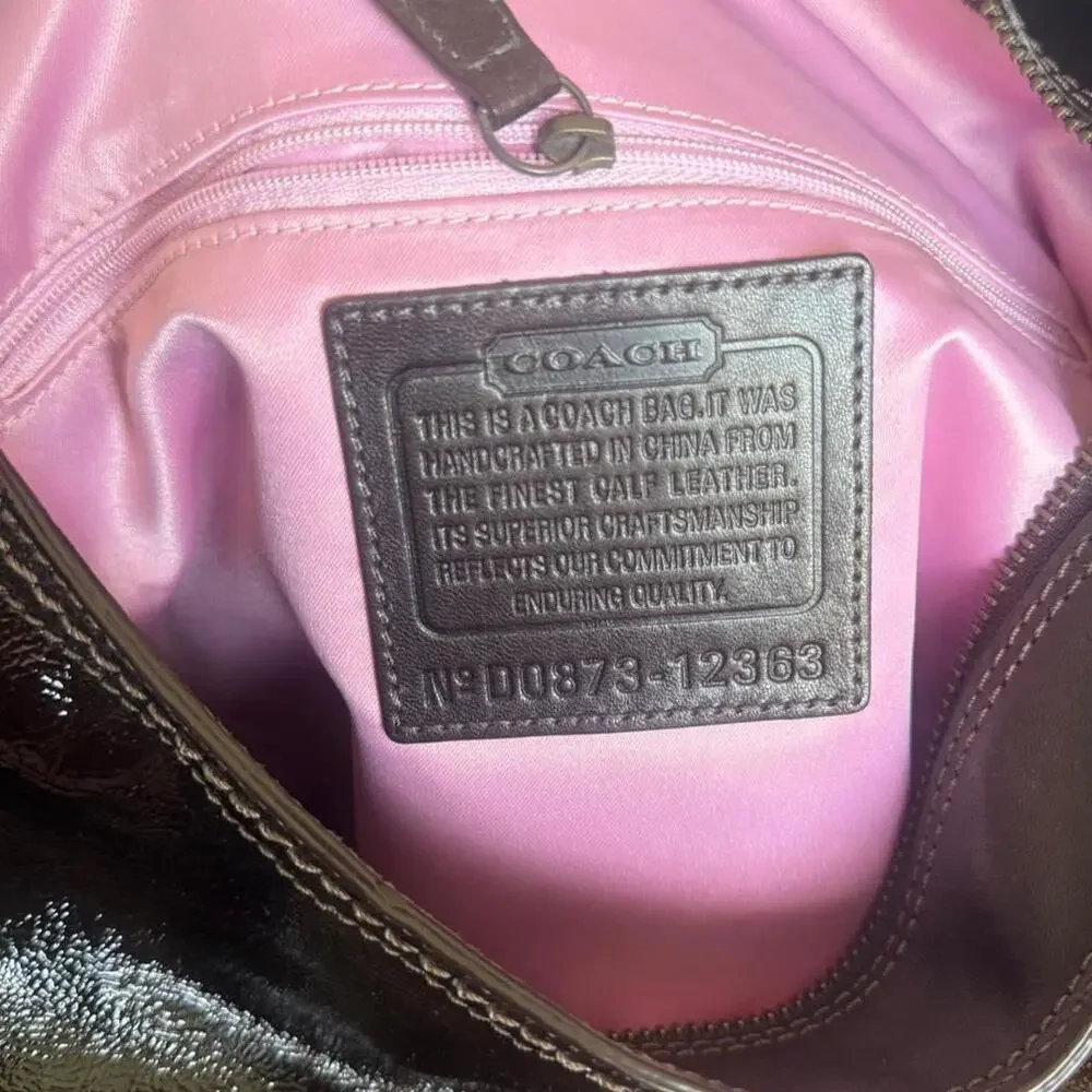 Vintage Y2k Coach Chocolate Brown Patent Hobo Shoulder Bag